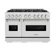 ZLINE 48" Classic Gas Range, Convection Gas Oven DuraSnow® Stainless Steel, Brass Burners CGRS-BR-48