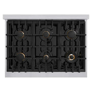 ZLINE 36" Select Dual Fuel Range Gas Cooktop Electric Convection Oven Stainless Steel Gold HDRZ-36-G