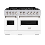 ZLINE 48"Classic Gas Range, Convection Gas Oven, Stainless Steel, White Matte Door CGR-WM-48