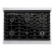 ZLINE 36"Gas Range, Convection Oven Black Matte, Champagne Bronze, SGRZ-BLM-36-CB