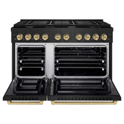ZLINE 48"Gas Range, Convection Gas Oven, Black, Champagne Bronze,SGRBZ-48-CB