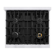 ZLINE 30" Dual Fuel Range, Gas Cooktop, Electric Convection Oven DuraSnow® Stainless Steel, White Matte Door CDRS-WM-30