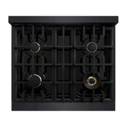 ZLINE 30" Select Dual Fuel Range Gas Cooktop Electric Convection Oven Black Stainless Steel Champagne Bronze HDRBZ-30-CB