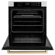 ZLINE 30" Autograph Edition Professional True Convection Single Wall Oven, Air Fry, Self Clean, White Matte, Champagne Bronze WASZ-WM-30-CB