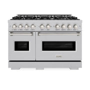 ZLINE 48" Dual Fuel Range, Gas Cooktop, Electric Convection Oven DuraSnow® Stainless Steel, CDRS-48