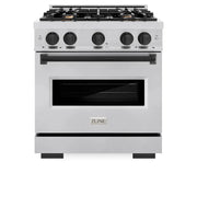 ZLINE 30" Dual Fuel Range, Gas Cooktop, Electric Convection Oven Stainless Steel, Matte Black CDRZ-30-MB
