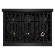 ZLINE 36" Select Gas Range Convection Gas Oven Black Stainless Steel Gold HGRBZ-36-G