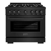 ZLINE 36" Select Dual Fuel Range Gas Cooktop Electric Convection Oven Black Stainless Steel HDRB-36