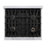 ZLINE 30" Select Dual Fuel Range Gas Cooktop Electric Convection Oven DuraSnow® Stainless Steel Gold HDRSZ-30-G
