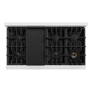 ZLINE 48" Select Dual Fuel Range Gas Cooktop Electric Convection Oven DuraSnow® Stainless Steel Gold HDRSZ-48-G