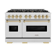 ZLINE 48" Classic Gas Range, Convection Gas Oven DuraSnow® Stainless Steel, Champagne Bronze CGRSZ-48-CB