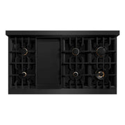ZLINE 48" Dual Fuel Range, Gas Cooktop, Electric Convection Oven Black Stainless Steel, Gold CDRBZ-48-G
