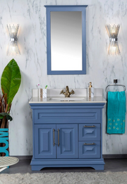 Huron 36" Matt Med Blue Lacquer Vanity Bella