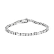 .925 Sterling Silver 1.0 Cttw Miracle-Set Diamond Round Faceted Bezel Tennis Bracelet (I-J Color, I3 Clarity) - 7"