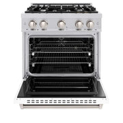 ZLINE 30" Dual Fuel Range, Gas Cooktop, Electric Convection Oven Stainless Steel, White Matte Door CDR-WM-30