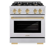 ZLINE 30" Select Dual Fuel Range Gas Cooktop Electric Convection Oven Stainless Steel Gold HDRZ-30-G