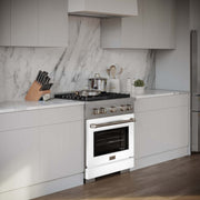 ZLINE 30 In. Gas Range, Stainless Steel, White Matte, SGR-WM-30