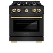 ZLINE 30" Select Dual Fuel Range Gas Cooktop Electric Convection Oven Black Stainless Steel Champagne Bronze HDRBZ-30-CB