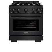 ZLINE 30" Select Dual Fuel Range Gas Cooktop Electric Convection Oven Black Stainless Steel Brass Burners HDRB-BR-30