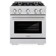 ZLINE 30" Select Dual Fuel Range Gas Cooktop Electric Convection Oven DuraSnow® Stainless Steel Brass Burners HDRS-BR-30
