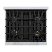 ZLINE 30" Dual Fuel Range, Gas Cooktop, Electric Convection Oven Stainless Steel, Champagne Bronze CDRZ-30-CB