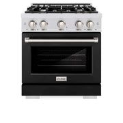 ZLINE 30" Select Gas Range Convection Gas Oven DuraSnow® Stainless Steel Black Matte Door HGRS-BLM-30