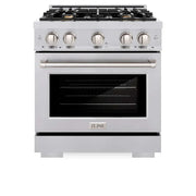 ZLINE 30" Select Dual Fuel Range Gas Cooktop Electric Convection Oven Stainless Steel Brass Burners HDR-BR-30