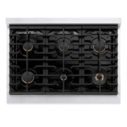 ZLINE 36"Paramount Dual Fuel Range DuraSnow® White Matte, Champagne Bronze SDRSZ-WM-36-CB