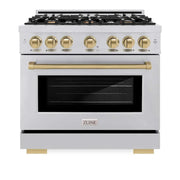 ZLINE 36" Select Gas Range Convection Gas Oven Stainless Steel Champagne Bronze HGRZ-36-CB