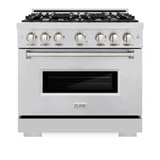 ZLINE 36" Dual Fuel Range, Gas Cooktop, Electric Convection Oven Stainless Steel, CDR36
