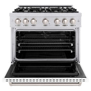 ZLINE 36" Dual Fuel Range, Gas Cooktop, Electric Convection Oven Stainless Steel, White Matte Door CDR-WM-36