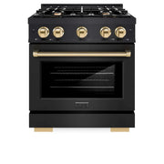 ZLINE 30" Select Gas Range Convection Gas Oven Black Stainless Steel Gold HGRBZ-30-G