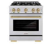 ZLINE 30" Select Dual Fuel Range Gas Cooktop Electric Convection Oven Stainless Steel Champagne Bronze HDRZ-30-CB