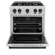 ZLINE 30" Dual Fuel Range, Gas Cooktop, Electric Convection Oven Stainless Steel, Matte Black CDRZ-30-MB