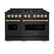 ZLINE 48" Dual Fuel Range, Gas Cooktop, Electric Convection Oven Black Stainless Steel, Champagne Bronze CDRBZ-48-CB