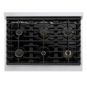 ZLINE 36"Paramount Dual Fuel Range White Matte Gold SDRZ-WM-36-G