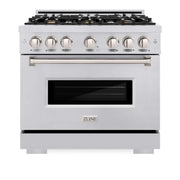 ZLINE 36" Dual Fuel Range, Gas Cooktop, Electric Convection Oven Stainless Steel, CDR-BR-36