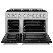 ZLINE 48" Select Gas Range Convection Gas Oven DuraSnow® Stainless Steel Black Matte Door HGRS-BLM-48