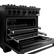 ZLINE 36" Select Gas Range Convection Gas Oven Black Stainless Steel HGRB-36