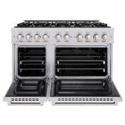 ZLINE 48" Select Dual Fuel Range Gas Cooktop Electric Convection Oven Stainless Steel Brass Burners HDR-BR-48