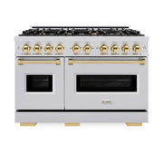 ZLINE 48" Dual Fuel Range, Gas Cooktop, Electric Convection Oven Stainless Steel, Gold CDRZ-48-G