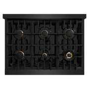 ZLINE 36" Dual Fuel Range, Gas Cooktop, Electric Convection Oven Black Stainless Steel, Gold CDRBZ-36-G