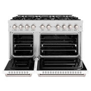 ZLINE 48" Dual Fuel Range, Gas Cooktop, Electric Convection Oven DuraSnow® Stainless Steel, White Matte Door CDRS-WM-48