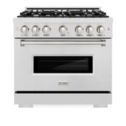 ZLINE 36" Dual Fuel Range, Gas Cooktop, Electric Convection Oven DuraSnow® Stainless Steel, CDRS-36