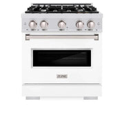 ZLINE 30" Dual Fuel Range, Gas Cooktop, Electric Convection Oven DuraSnow® Stainless Steel, White Matte Door CDRS-WM-30