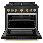 ZLINE 36"Gas Range, Convection Gas Oven, Black, Gold,SGRBZ-36-G
