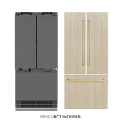 ZLINE 36" Panel Ready Built-In Bottom Freezer Refrigerator,Water Dispenser, Ice Maker,Graphite Gray, Champagne Bronze GRBIVZ-36-CB
