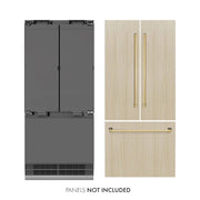 ZLINE 36" Panel Ready Built-In Bottom Freezer Refrigerator,Water Dispenser, Ice Maker,Graphite Gray, Gold GRBIVZ-36-G