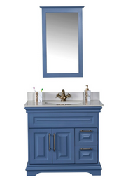 Huron 36" Matt Med Blue Lacquer Vanity Bella
