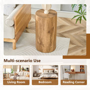 Modern Minimalist Set of Two Wood color Cylinder Coffee Tables